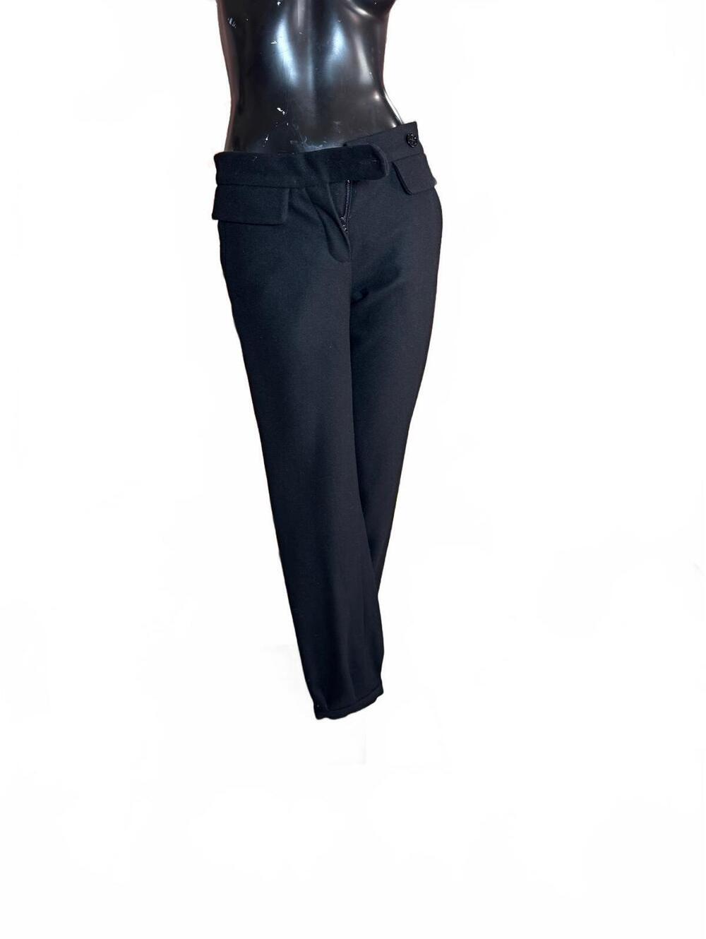 NWT Y2K Diab'less Black Wool Low Rise Trousers Crossover Waist Vintage Deadstock